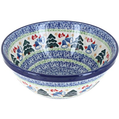 Blue Rose Polish Pottery Winter Bells Cereal/Soup Bowl