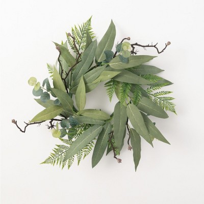 Sullivans Artificial Eucalyptus Mix Accent Wreath 24"H Green