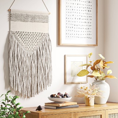 macrame woven wall hanging wall decor The Oval Line Thulani Off white