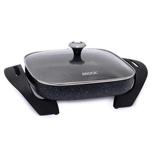 Electric Skillet by Cucina Pro - 18/10 Stainless Steel, Non Stick Interior, with Glass Lid, 12 Round