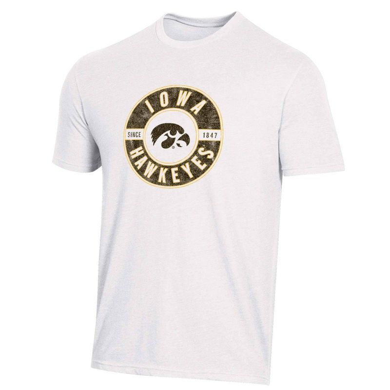 NCAA Iowa Hawkeyes Men&#39;s White Biblend T-Shirt, 1 of 4