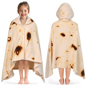 PAVILIA Coral Fleece Hooded Towel For Kids Toddler, After Shower Wrap for Beach Pool Swimming, Boys Girls 3-8 Years - 1 of 4