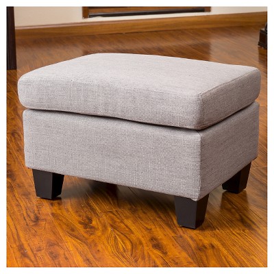 Ora Ash Gray Plush Pillow Top Fabric Ottoman Footstool
