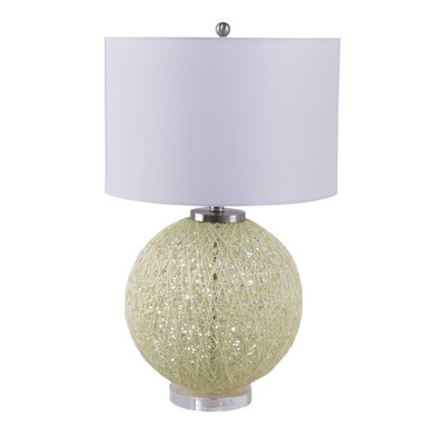 16"x26" Estella Table Lamp Beige/White - A&B Home: Natural Linen Shade, Iron Base, UL Listed