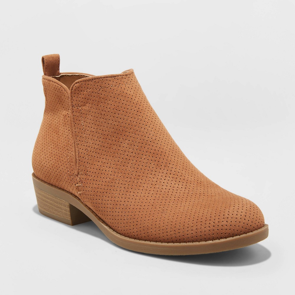 Women's Dylan Microsuede Laser Cut Bootie - Universal Thread Cognac 8, Red was $34.99 now $20.99 (40.0% off)