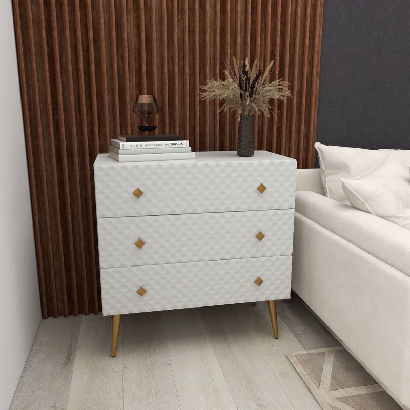 Modern 3 Drawer Wooden Chest White - Olivia &#38; May, 5 of 19