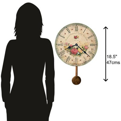 Savannah Botanical Society Antique Brown Wall Clock with Pendulum