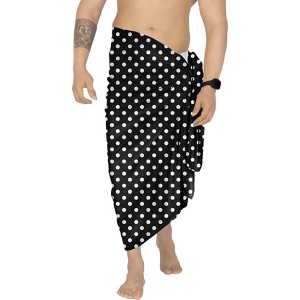 LA LEELA Men's Beachwear Wrap Summer Long Hawaiian Lava Lava Regular Surfing Cover-Up Swimwear Holidays Beach Sarongs for Men One Size Polka Dots, - 1 of 4