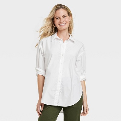 Women's Long Sleeve Utility Button-down Shirt - Ava & Viv™ White 4x : Target