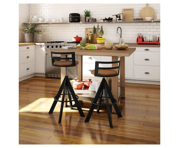 Scroller Adjustable Barstool - Black/Brown - Amisco
