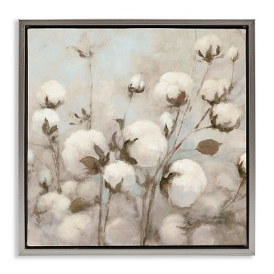Stupell Industries Neutral Cotton Flower Painting, 25" x 25"
