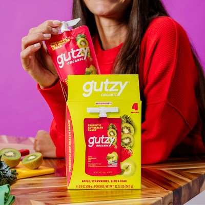 Gutzy Strawberry Kiwi Kale Prebiotic Gut Health Snack - 4pk/3.9oz Pouches