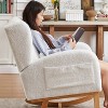 Ridstar Upholstered 27.2 Inch Modern High Backrest Accent Rocking Chair With Pocket For Reading, Living Room-White - 3 of 4