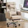 High Back Faux Leather Office Chair,Adjustable Height Swivel With Lumbar Support Headrest,Retractable Footrest Chair -Cuddlewood - 2 of 4