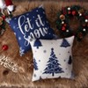 Set of 4 Christmas Pillow Covers 18x18 in Winter Holiday Xmas Tree Snowflakes Reindeer Throw Pillow Cover, Farmhouse Decorative Cushion Case for Sofa - 3 of 4