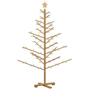 vidaXL Wooden Christmas Tree with Stand Brown 59.1" Solid pine wood - 1 of 4
