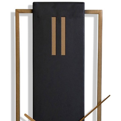 Slim Black and Bronze Mid-Century Metal Wall Clock