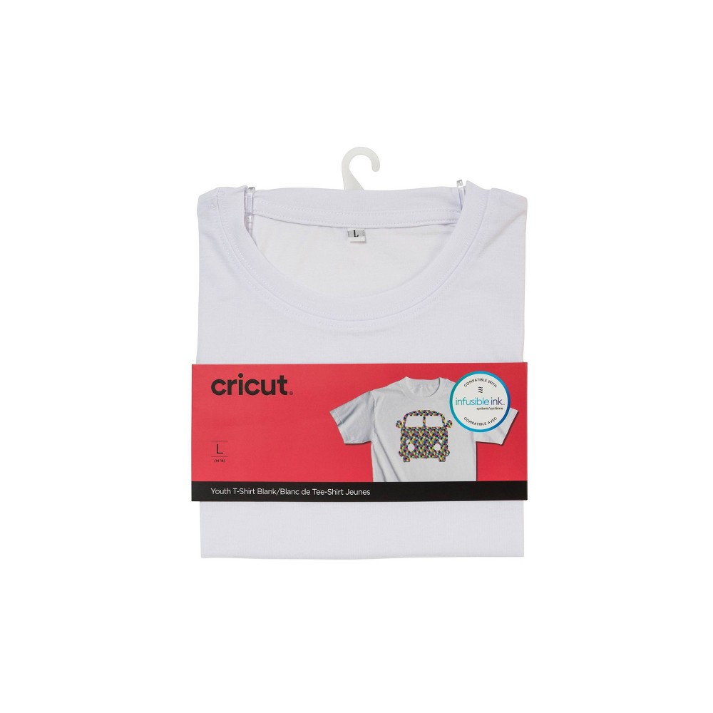 Cricut Kids' Round Neck T-shirt - Large: Youth Polyester Craft Shirt, Unfinished, 9.8" Height, 8.5" Width