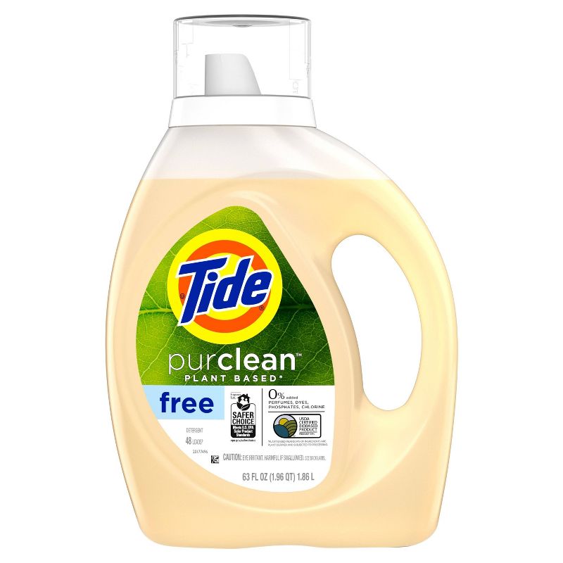 Tide purclean Unscented Liquid Laundry Detergent - 63 fl oz, 3 of 11