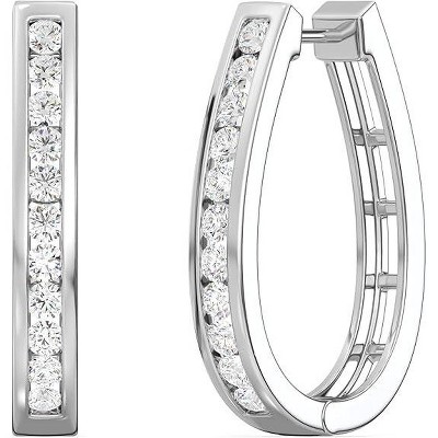 Gilded Lab-Grown Diamond Channel Set Hoop Earrings for Women in 925 Sterling Silver and 14KT Yellow Gold-Plated | 1/4, 1/2, 1 Carat Total Weight