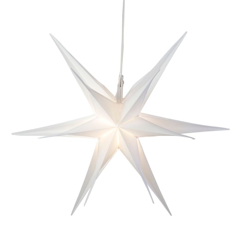 Northlight 22" White LED Lighted Foldable Moravian Star Hanging Christmas Decoration, 2 of 4