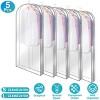 5 Pack Garment Bag for Hanging Clothes Dustproof Waterproof Hanging Clothes Storage Bag Clear Transparent Suits Cover for Sweater Jacket Coat Dress - 2 of 4