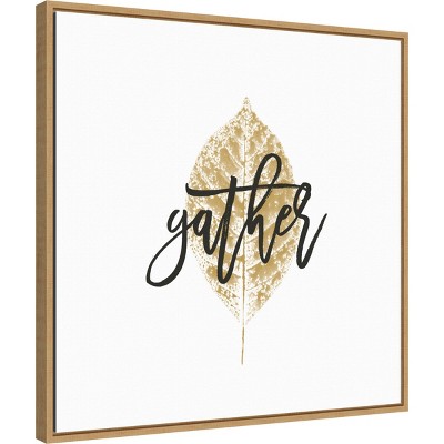 Gather Gold Leaf Print on Canvas with Maple Frame
