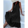 Womens Summer Dress V Neck Sleeveless Button Front Loose Fit Casual Dress - 2 of 3