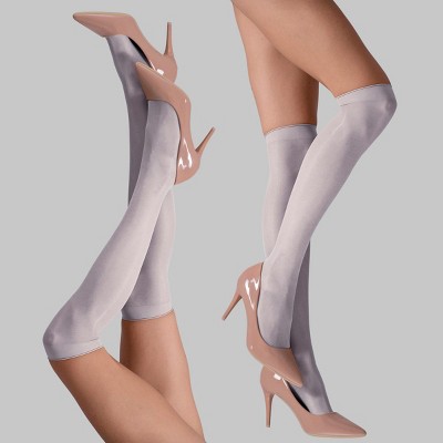 LECHERY Women's Lustrous Silky Shiny Sheer Dress Nylons Knee-Highs Stockings Socks (2 Pairs)