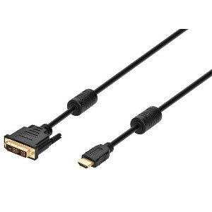 Monoprice HDMI to DVI Adapter Cable - 6 Feet - Black | High Speed, Video Cable, 28AWG, Ferrite Cores, Compatible with AVCHD / PlayStation 3 and More - 1 of 4