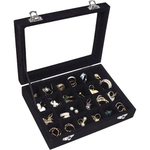 Jewelry Box 24 Grid Jewelry Ring Display Organiser Box Tray Holder Earrings Storage Case - 1 of 4