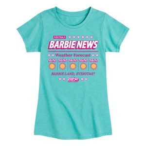 Girls' - Barbie - Barbie News Weather Forecast Sun! Everyday Fitted Short Sleeve Graphic T-Shirt - 1 of 4