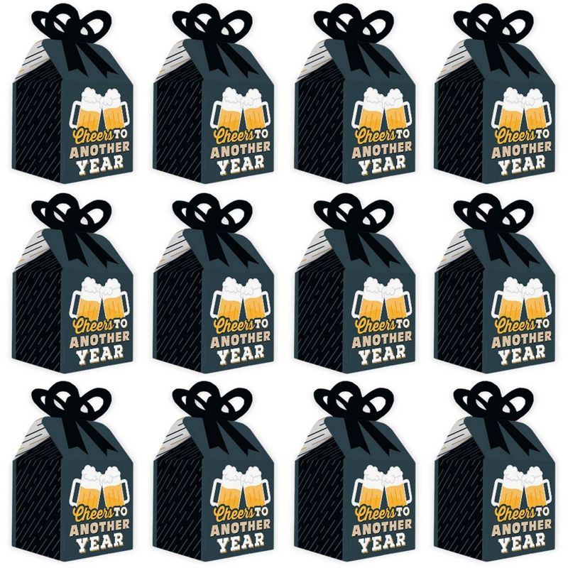 Big Dot of Happiness Cheers and Beers Happy Birthday - Square Favor Gift Boxes - Birthday Party Bow Boxes - Set of 12, 5 of 9