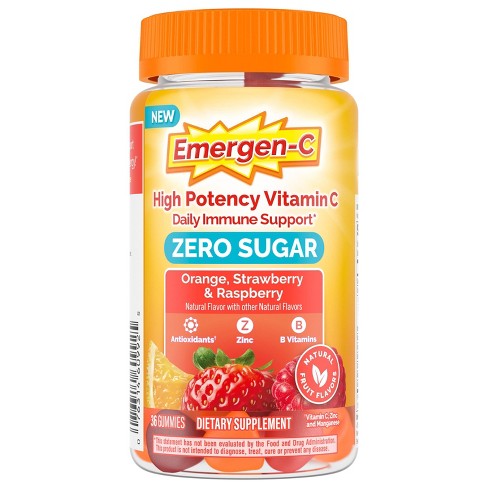 Emergen-c Zero Sugar Assorted Fruit Gummy Vitamins - 36ct : Target