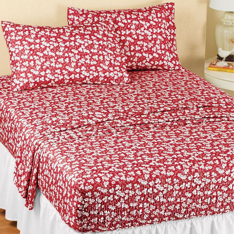 Collections Etc White Leaf Pattern Bedtite Microfiber Sheet Set, 2 of 4