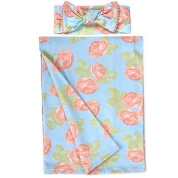 Baby Essentials Floral Swaddle Blanket and Headband Set