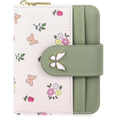 FATMOON Women’s Wallet - Stylish Floral RFID Bifold Purse with Zipper Coin Pocket & ID Window, Perfect for Daily Commuting, Shopping