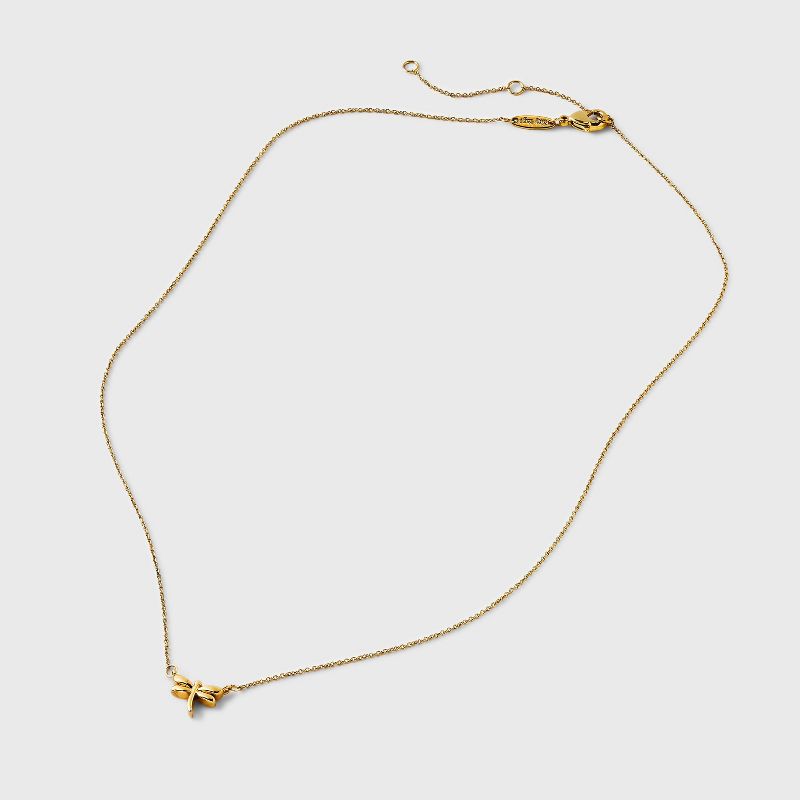 Tiny Tags 14K Gold Ion Plated Dragonfly Chain Necklace - Gold, 4 of 12
