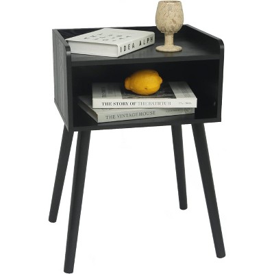Nightstand, Mid Century Modern Side Table Bedroom with Storage, Small End Bedside Table with Solid Wood Legs