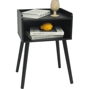 Nightstand, Mid Century Modern Side Table Bedroom with Storage, Small End Bedside Table with Solid Wood Legs - 1 of 4