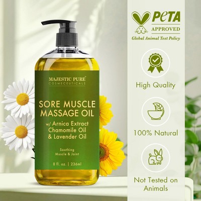 Majestic Pure 8 oz Arnica Lavender Chamomile Massage Oil
