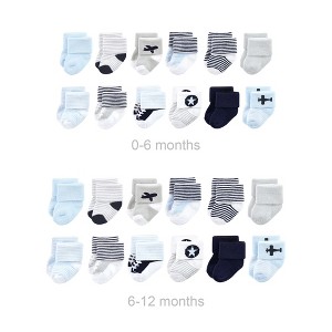 Luvable Friends Infant Boys Grow with Me Cotton Terry Socks, Airplane, 0-6 and 6-12 Months - 1 of 2