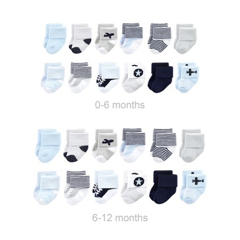 Luvable Friends Infant Boy Grow with Me Cotton Terry Socks, Airplane, 0-6 and 6-12 Months - image 1 of 2