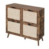 TIRAMISUBEST Burly Wood 4-Door Rolling Shoe Cabinet - Mobile Storage Organizer with Wheels for Entryway or Closet - 4 of 4