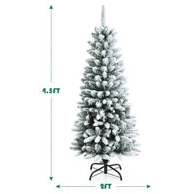 Snow-Flocked 4.5 Ft White PVC and PE Christmas Pencil Tree