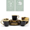 Elanze Designs 16-Piece Metallic Bubble Porcelain Ceramic Plates Bowls Mugs Dinnerware Set - Service for 4, Black With Gold Accents - 4 of 4