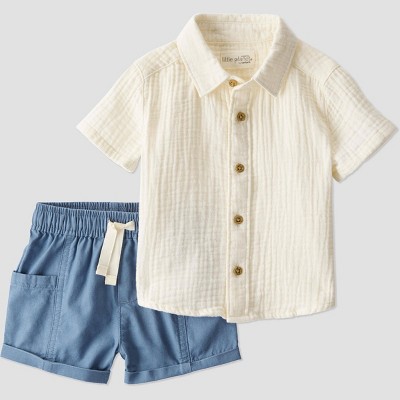 Little Planet by Carter's Organic Baby Boys' Woven Solid Coordinate Set