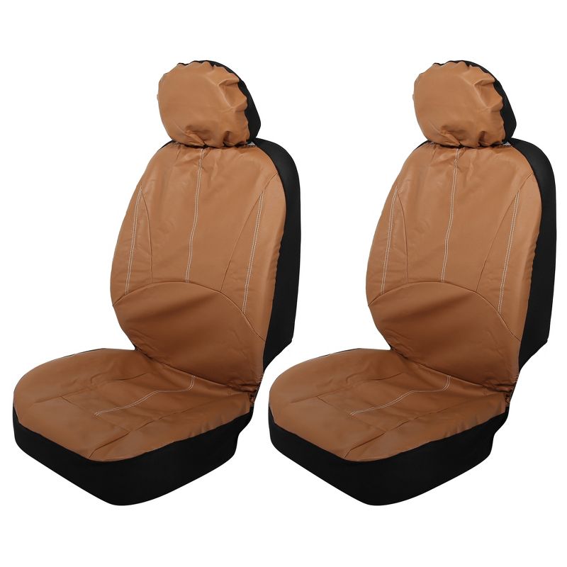 Unique Bargains Front Seat Covers Protector PU Leather Seat Cover Protector Pad Universal for Car Truck SUV 4 Pcs, 1 of 6