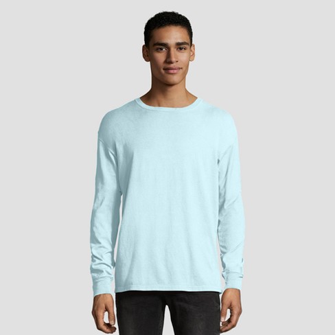 Sky blue long cheap sleeve t shirt