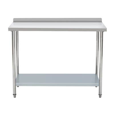 Stainless Steel Table 48x24", Heavy Duty Metal Commercial Prep Table with Storage Racks and Back Panel for Restaurant Kitchens, Home Hotel, Food Prep